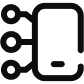 A simple black icon of a smartphone with three connected nodes extending from its left side, representing technology or mobile connectivity.