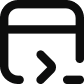 A black square icon with a rounded rectangle outline and a right-facing arrow pointing to a horizontal line near the bottom, resembling a login or enter symbol.