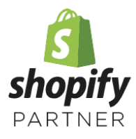 Shopify Partner logo featuring a green shopping bag with a white S and the words shopify PARTNER in black text below it.