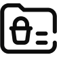 A simple black outline icon of a folder with a padlock on it, symbolizing security or restricted access to files.