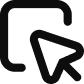 A black icon of a computer mouse cursor pointing at the bottom right corner of a rectangle, resembling a select or click action symbol.
