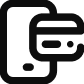 An icon showing a smartphone behind a wallet with a card, representing mobile payments or digital wallets.
